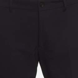 مملوكة مسبقًا Prada Navy Blue Synthetic Stretch Slim Fit Trousers XL