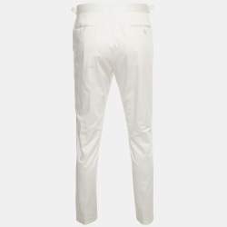 مملوكة مسبقًا Prada White Cotton Straight Fit Trousers XL/Waist 36" 
