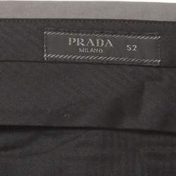 Pre Owned Prada Grey Cotton Slim Fit Button-Up Trousers XL