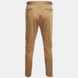 Pre Owned Prada Beige Cotton Slim Fit Button-Up Trousers XL