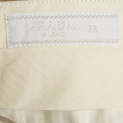 Pre Owned Prada Beige Cotton Slim Fit Button-Up Trousers XL