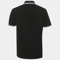 Pre Owned Prada Black Cotton Pique Striped Trim Detail Polo T-Shirt M