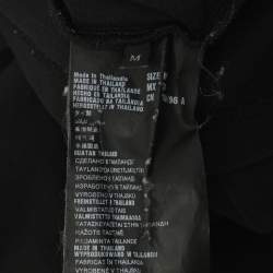 Pre Owned Prada Black Cotton Pique Striped Trim Detail Polo T-Shirt M