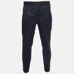 مملوكة مسبقًا Prada Navy Blue Cotton Regular Fit Trousers XL