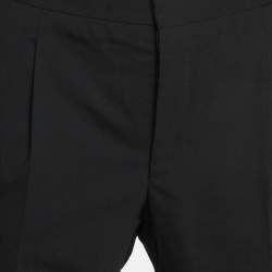 مملوكة مسبقًا Prada Black Wool Straight Fit Button-Up Trousers XL