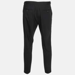 مملوكة مسبقًا Prada Black Wool Straight Fit Button-Up Trousers XL