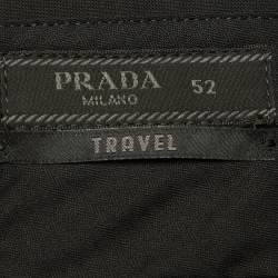 مملوكة مسبقًا Prada Black Wool Straight Fit Button-Up Trousers XL