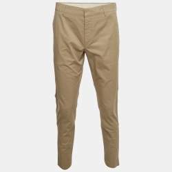 Pre Owned Prada Beige Stretch Cotton Straight Fit Trousers L