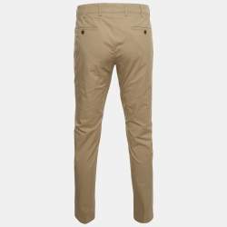 Pre Owned Prada Beige Stretch Cotton Straight Fit Trousers L