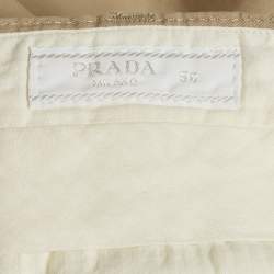 Pre Owned Prada Beige Stretch Cotton Straight Fit Trousers L