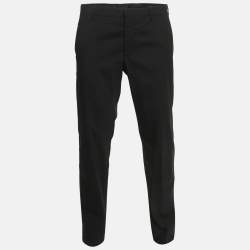Pre Owned Prada Black Wool Blend Straight Leg Trousers L