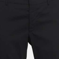 Pre Owned Prada Black Wool Blend Straight Leg Trousers L