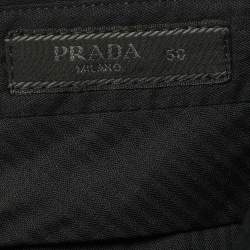 Pre Owned Prada Black Wool Blend Straight Leg Trousers L