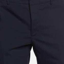Pre Owned Prada Navy Blue Wool Blend Straight Leg Trousers L