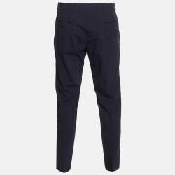 Pre Owned Prada Navy Blue Wool Blend Straight Leg Trousers L