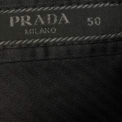 Pre Owned Prada Navy Blue Wool Blend Straight Leg Trousers L