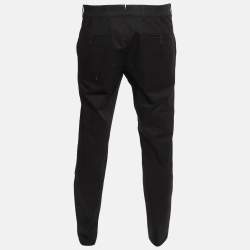 مملوكة مسبقًا Prada Black Cotton Straight Leg Trousers L