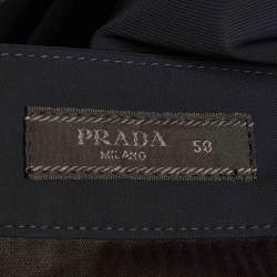 Pre Owned Prada Navy Blue Synthetic Slim Fit Trousers L
