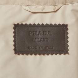 Pre Owned Prada Vintage Beige Nylon Blend Zip-Up Jacket S