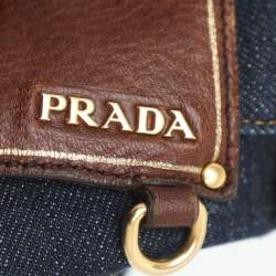 Pre Owned بنطلون برادا جينز قماش دنيم بلون أزرق نيلي مقاس متوسط - ميديم