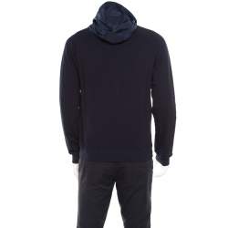 Pre Owned Prada Navy Blue Cotton Jersey Zip Front Felpa Blouson Hoodie L