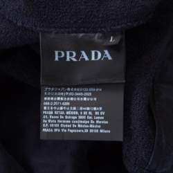 Pre Owned Prada Navy Blue Cotton Jersey Zip Front Felpa Blouson Hoodie L