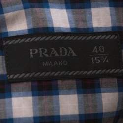 Prada Multicolor Check Cotton Short Sleeve Bowling Shirt L 