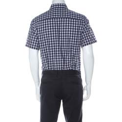 Prada Multicolor Check Cotton Short Sleeve Bowling Shirt L 