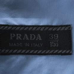 Prada Blue Cotton Blend Full Sleeve Shirt M