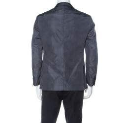 Prada Grey Herringbone Check Padded Blazer M