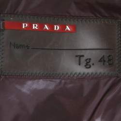 Prada Grey Herringbone Check Padded Blazer M