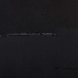 Pre Owned Prada Black Wool Yoke Detail T-Shirt L