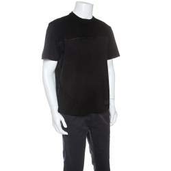 Pre Owned Prada Black Wool Yoke Detail T-Shirt L