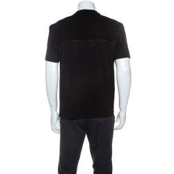Pre Owned Prada Black Wool Yoke Detail T-Shirt L