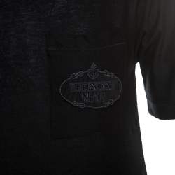 Pre Owned Prada Black Cotton Back Print Detail T-Shirt L