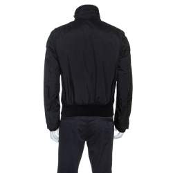 Pre Owned Prada Black Sheep Skin Detail Zip Front Jacket L 