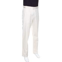 Pre Owned Prada Cream Cotton Straight Fit Trousers XL