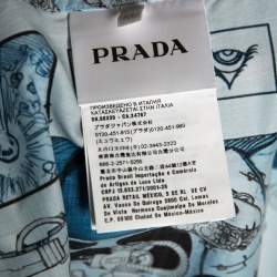 Prada Blue Cotton Robot Print Short Sleeve Shirt XL