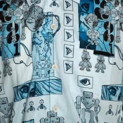Prada Blue Cotton Robot Print Short Sleeve Shirt XL