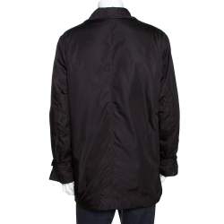 Prada Dark Brown Nylon Double Breasted Coat L