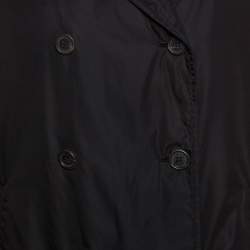 Prada Dark Brown Nylon Double Breasted Coat L
