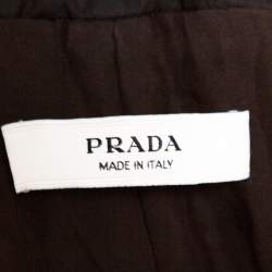 Prada Dark Brown Nylon Double Breasted Coat L