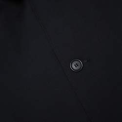 Prada Black Coated Nylon Button Front Coat L