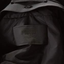 Prada Black Coated Nylon Button Front Coat L