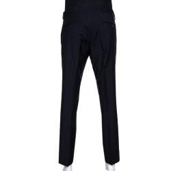 Prada Navy Blue Mohair & Wool Tailored Slim Fit Trousers L