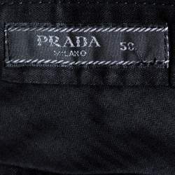 Prada Navy Blue Mohair & Wool Tailored Slim Fit Trousers L