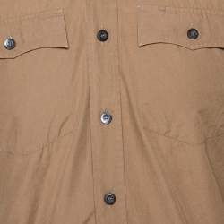 Pre Owned Prada Khaki Cotton Poplin Safari Style Full Sleeve Shirt M