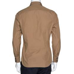 Pre Owned Prada Khaki Cotton Poplin Safari Style Full Sleeve Shirt M