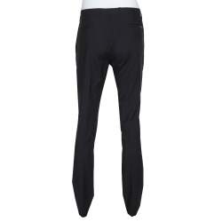 Prada Black Pinstriped Mohair & Silk Tailored Trousers L