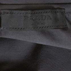 Pre Owned Prada Charcoal Grey Stretch Cotton Paneled Crew Neck T-Shirt XXL